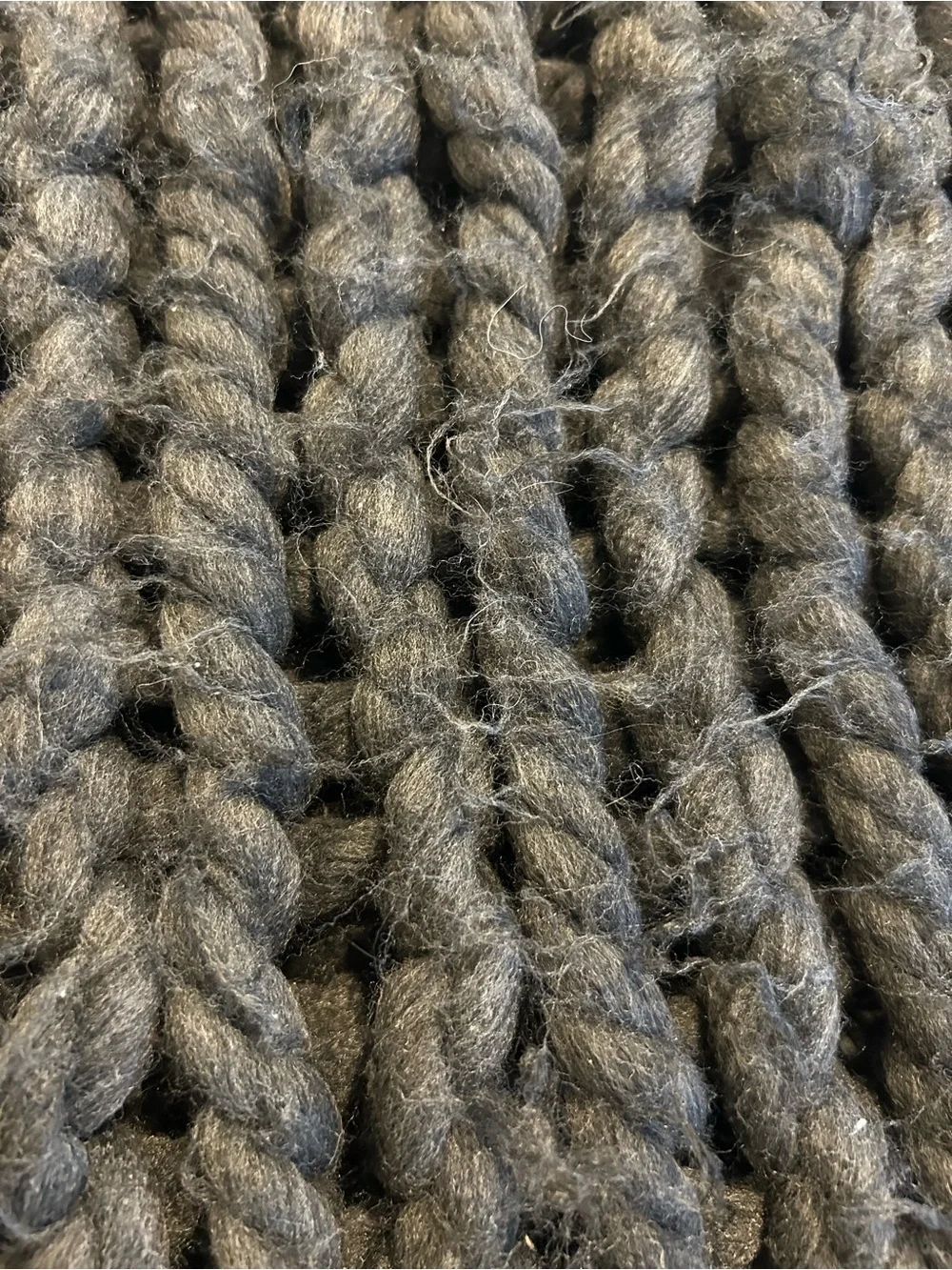 Hand Crafted Chunky Knit Throw Blanket - Charcoal